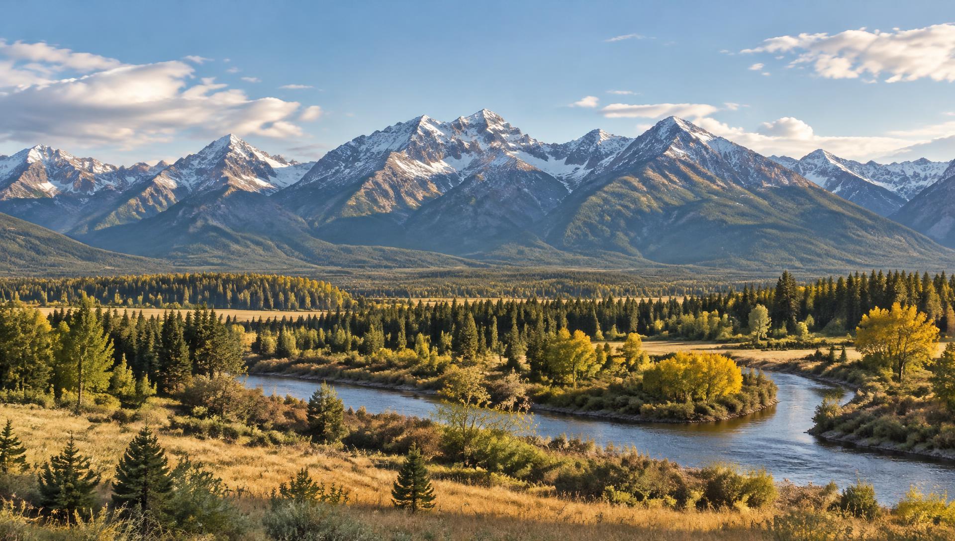AI-generated placeholder landscape inspired by Montana’s Bitterroot Mountains; not a listed property